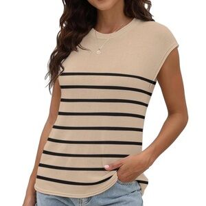 Striped Beige and Black Women's Top